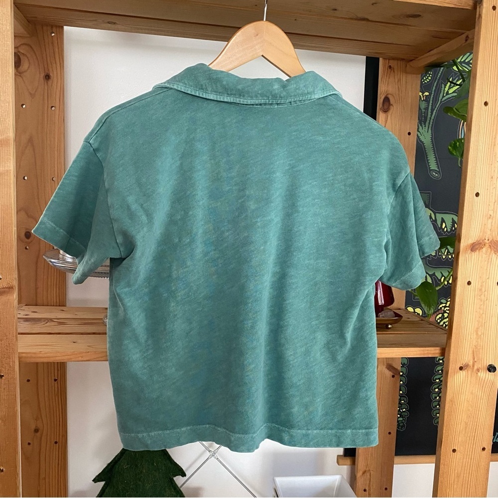 Marine Layer Green Cropped Vintage Slub Polo Tee XS - Picture 7 of 15